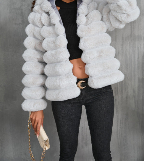Levoire | Manteau Fourrure Synthétique Automne Gris