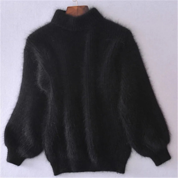 Levoire | Pull En Laine Angora Doux Et Luxueux Noir Une taille