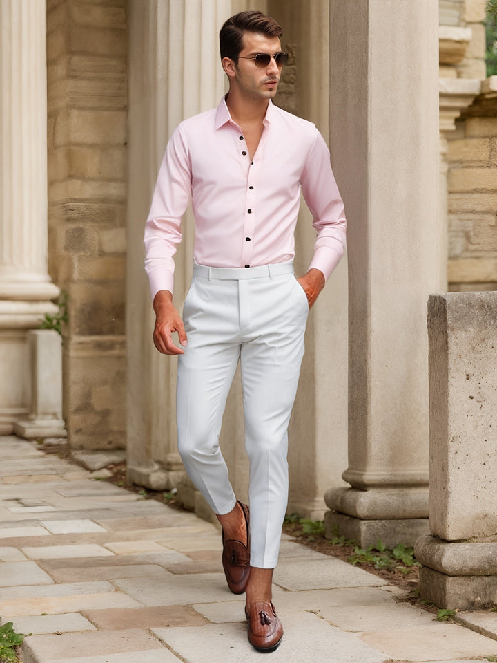 Levoire | Slimfit Stretch-Shirt Couleur Unie Abricot