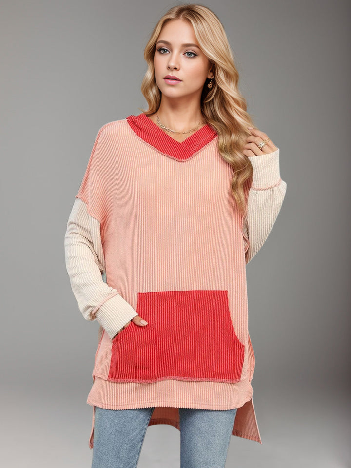 Levoire | Double Take Contrast Hoodie T-shirt à manches longues Orange