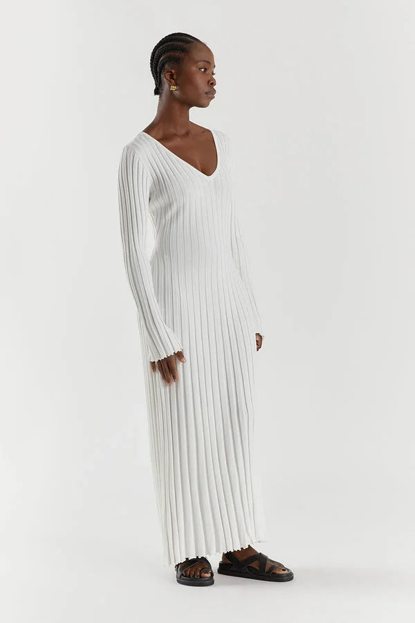 Levoire | Robe Midi Tricot Avec Décolleté En V Et Manches