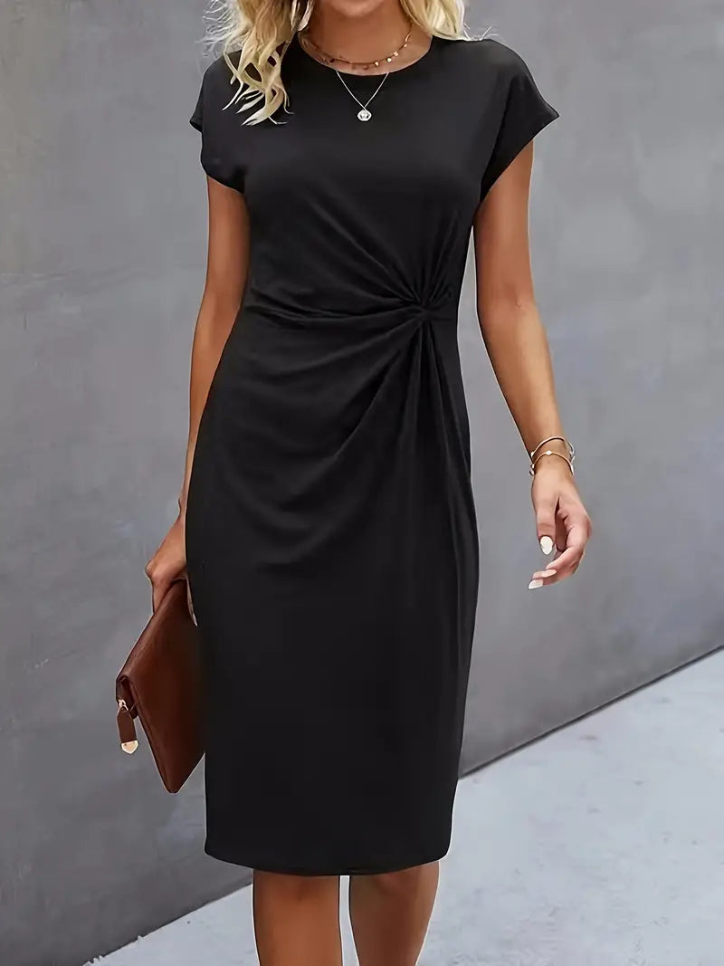 Levoire | Élégante Robe Corporelle Mettant En Valeur Avec Encolure Ronde Noir
