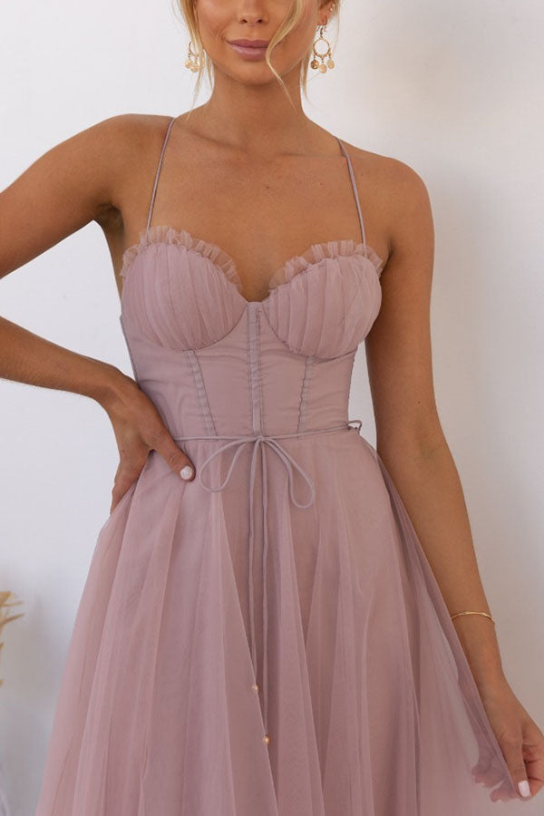 Levoire | Robe Maxi Élégante Conception Fluide Décolleté En V Bretelles Liberté Tissu Léger