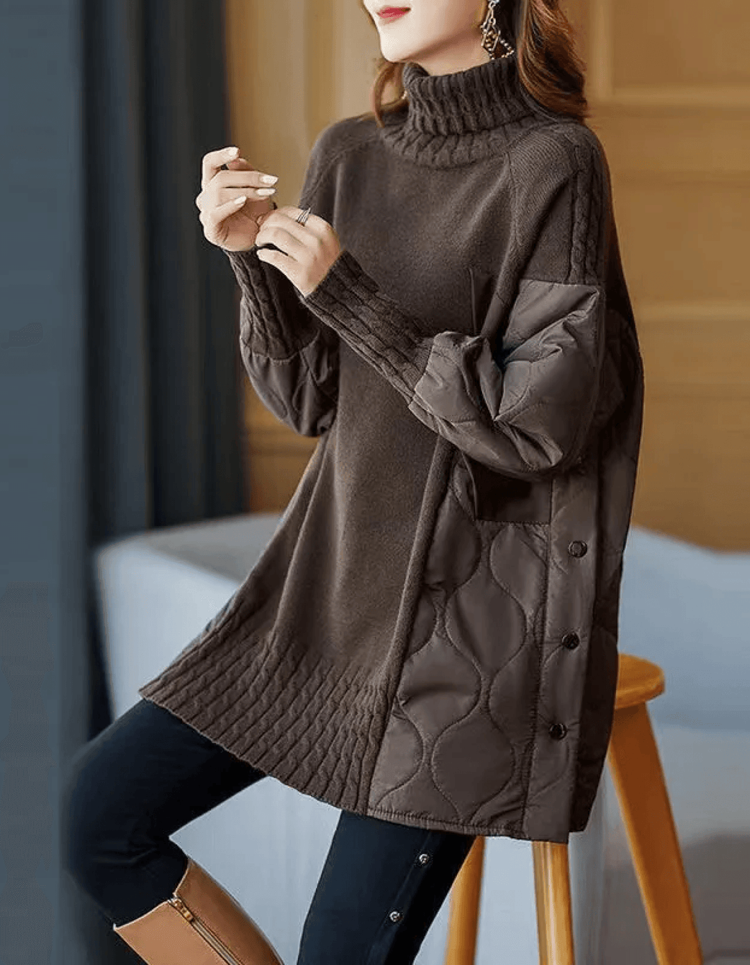 Levoire | Pull À Col Roulé Long À Manches Longues Chaud Et Ample