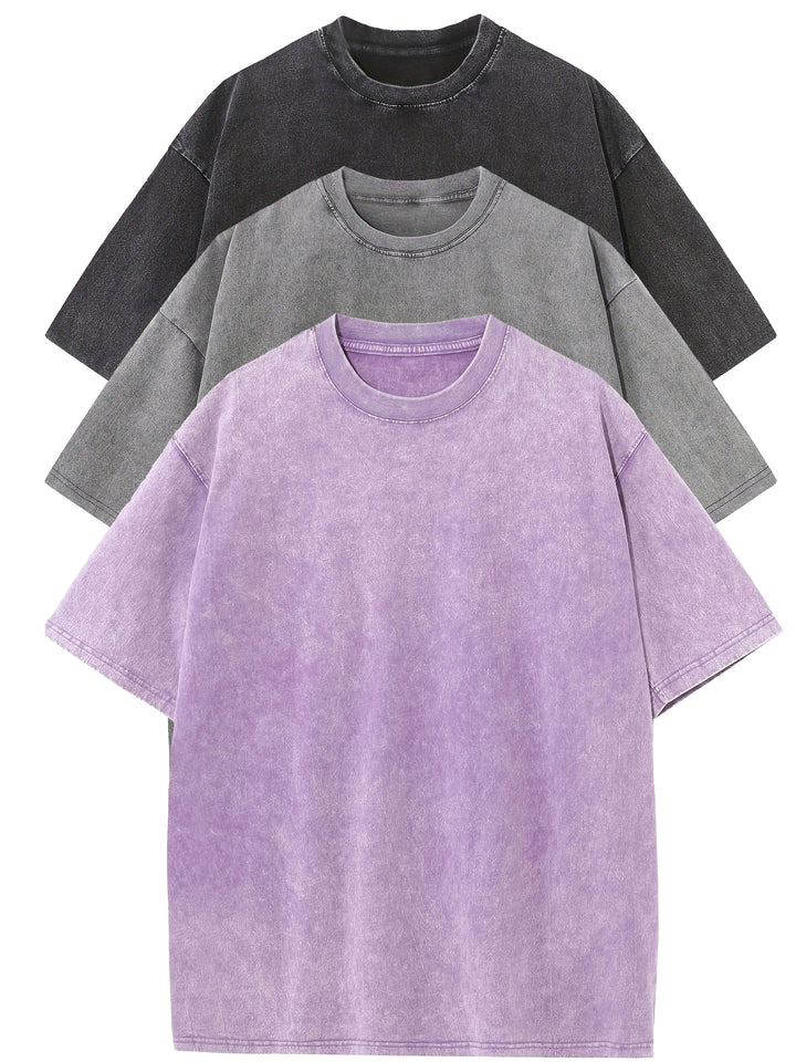 Levoire | 3 Pcs T-Shirts En Coton Détachables Noir+gris+violet