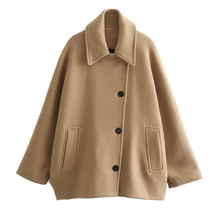 Levoire | Chic Français Veste, Col Polo, Mélange Veste À Manches Courtes Khaki