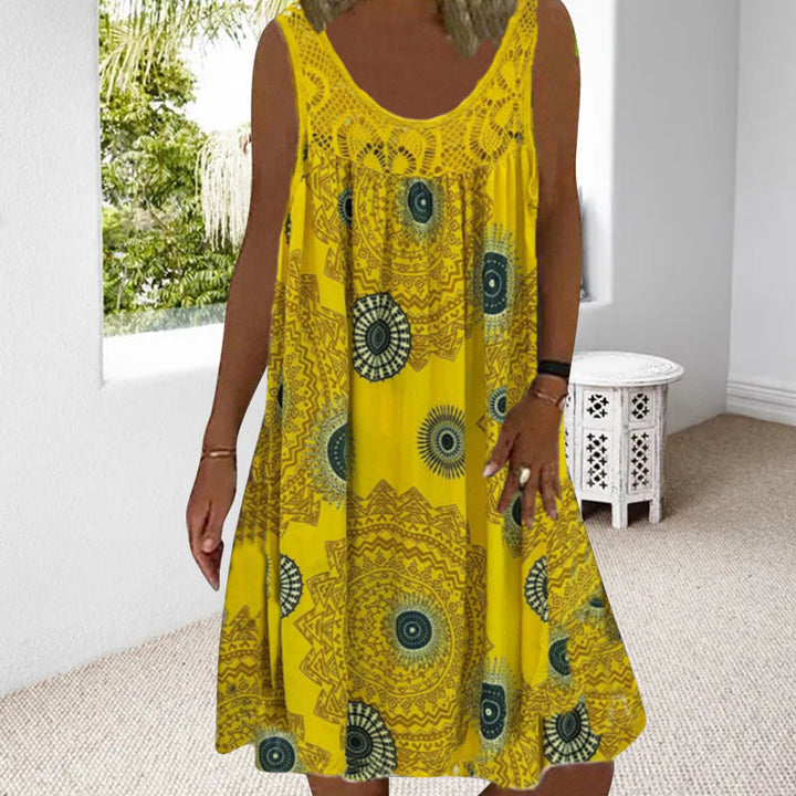 Levoire | Robe sans manches à anneau O avec impression Gelb