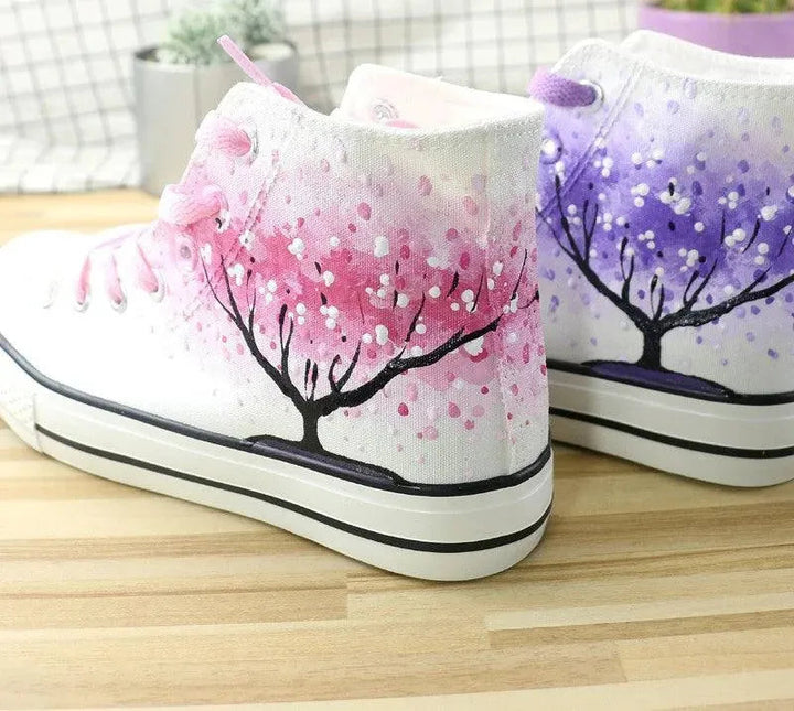 Levoire | Chaussures en toile à talons peintes à la main Mandarin Duck Rose Violet
