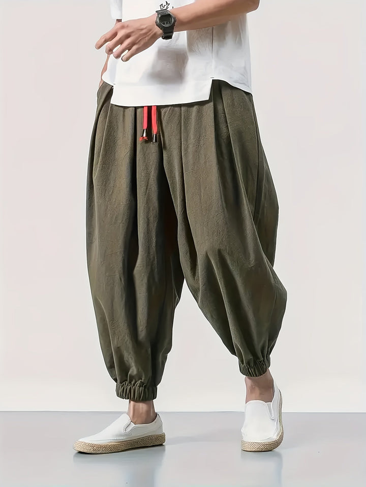 Levoire | Pantalon De Plage Large Décontracté Avec Cordons vert olive 1