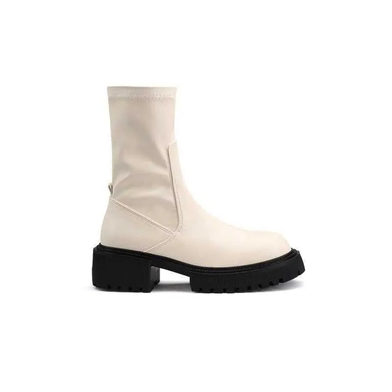 Levoire | Bottes pour femmes à semelle épaisse et talon Beige