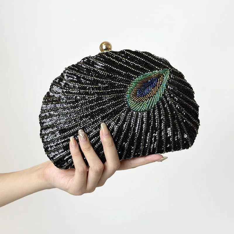Levoire | Sac à bandoulière vintage orné de perles avec chaîne pour femmes Noir