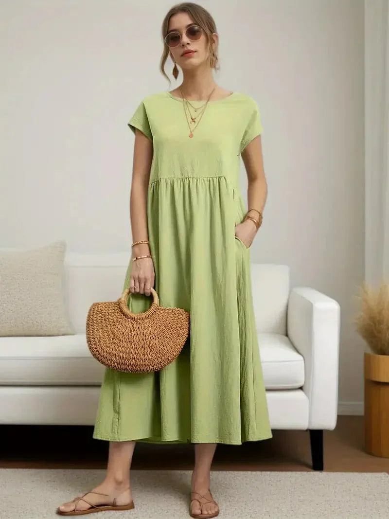 Levoire | Robe À Manches Courtes Pour Femme - Midi Matcha