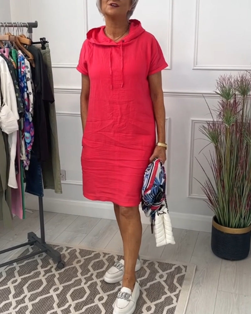 Levoire | Robe De Loisirs À Manches Courtes Et Capuche Rot