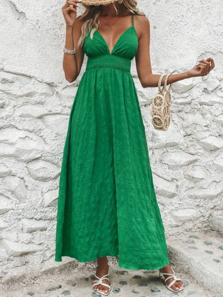 Levoire | Robe Maxi Cami Sans Manches Dos Croisé Smockée