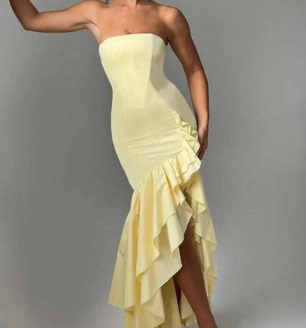 Levoire | Robe irrégulière avec haut pour femmes Jaune