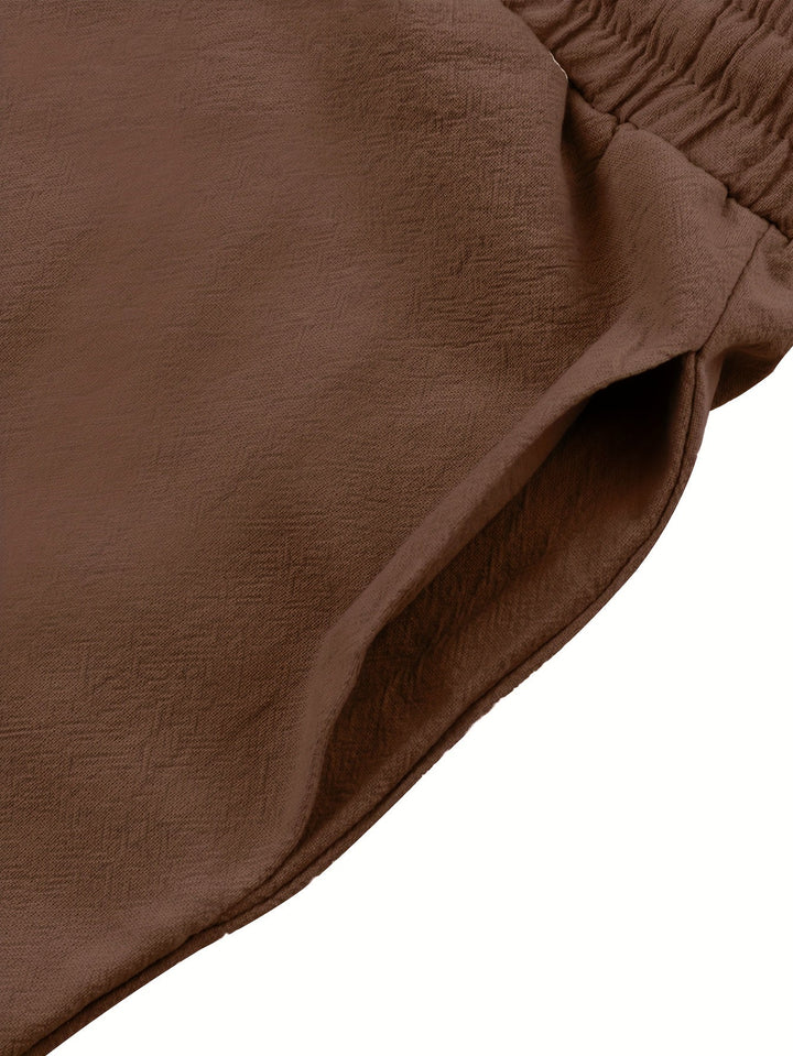Levoire | Homme Coton Lin Mélange Bande De Publication Et Pantalon Harem