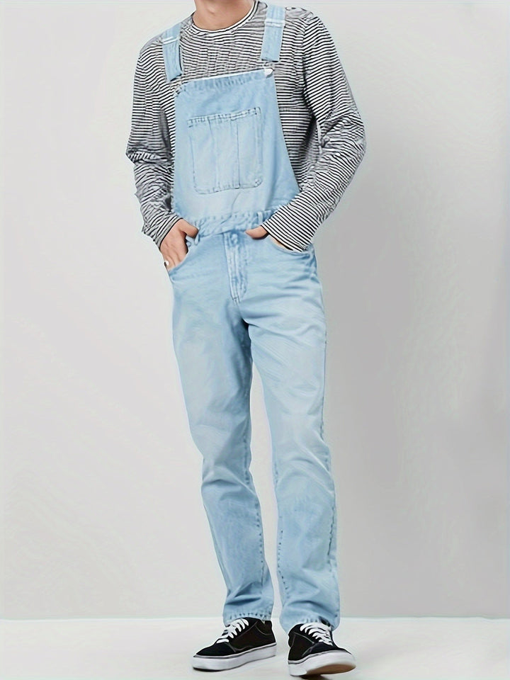 Levoire | Salopette En Denim Hip Hop Avec Poches Bleu