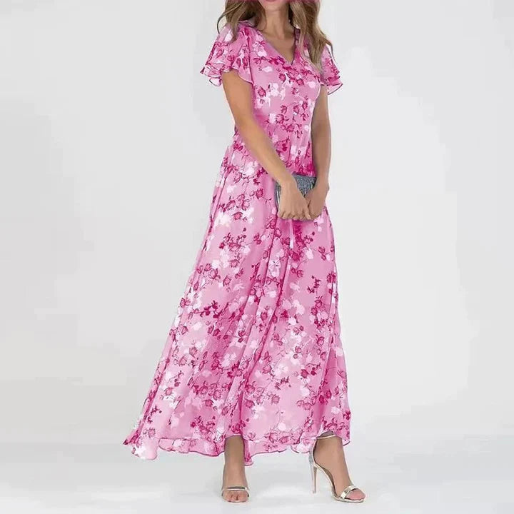 Levoire | Élégant Robe Maxi Multicolore Rose clair