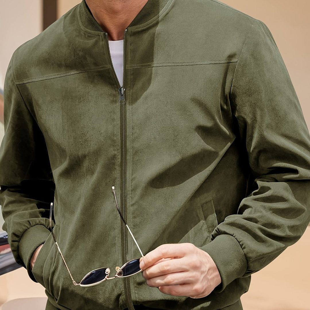 Levoire | Veste En Cuir Rétro Pour Hommes Olive
