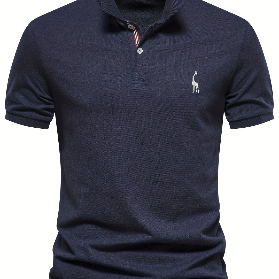 Levoire | Chemise Pour Hommes Unie Avec Motif De Girafe Meri bleu
