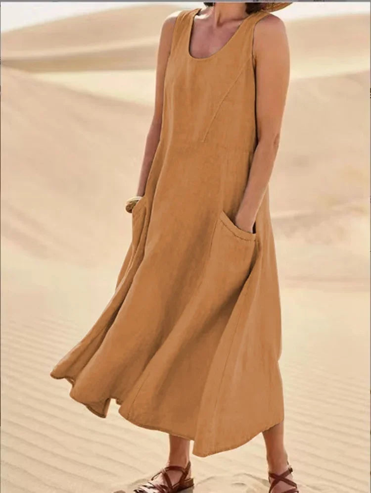 Levoire | Robe D'Été À Manches Courtes Élégante Décontractée Robe chocolat