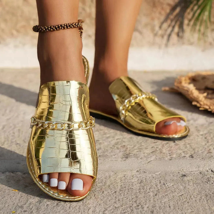 Levoire | Glamour sandales à chaîne – Luxe et style pour l'été ! Or