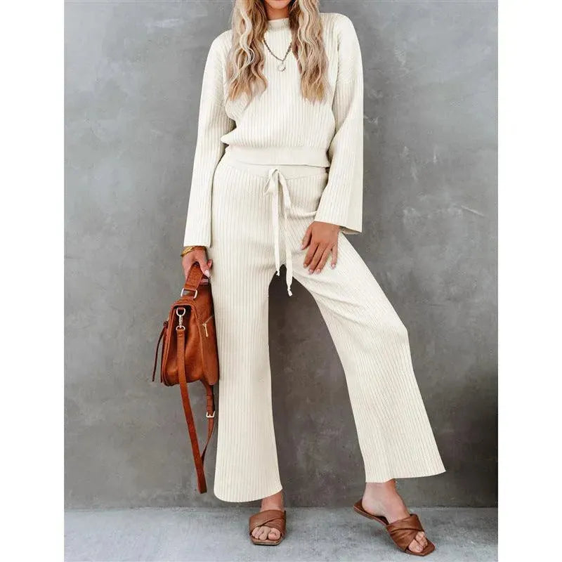 Levoire | Chemise à manches longues et pantalons décontractés amples Blanc