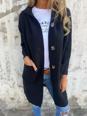 Levoire | Cardigan Pour Femme Avec Capuche Noir