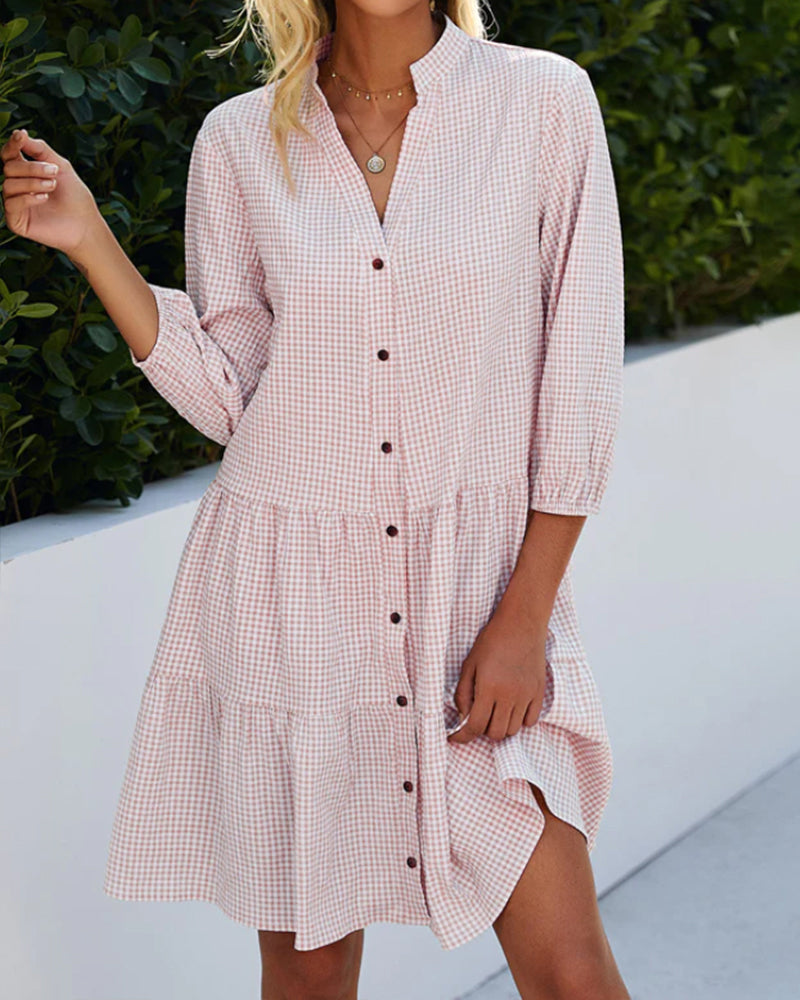 Levoire | Robe À Carreaux Avec Col Montant