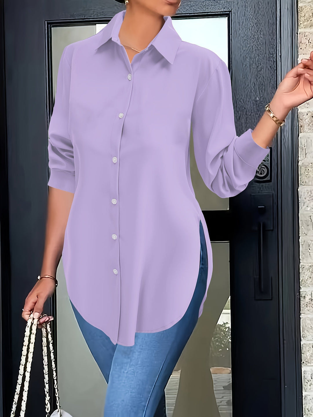 Levoire | Chemise Élégante Avec Boutonnière Divisée Et Manches Longues Lilas