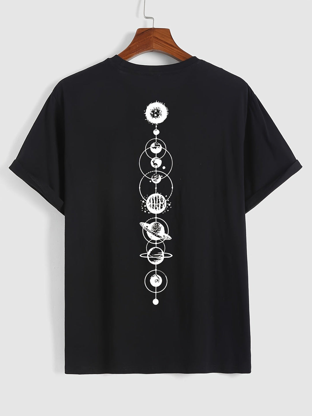 Levoire | T-Shirt Pour Hommes Rento Avec Imprimé Planètes En 100% Coton Noir