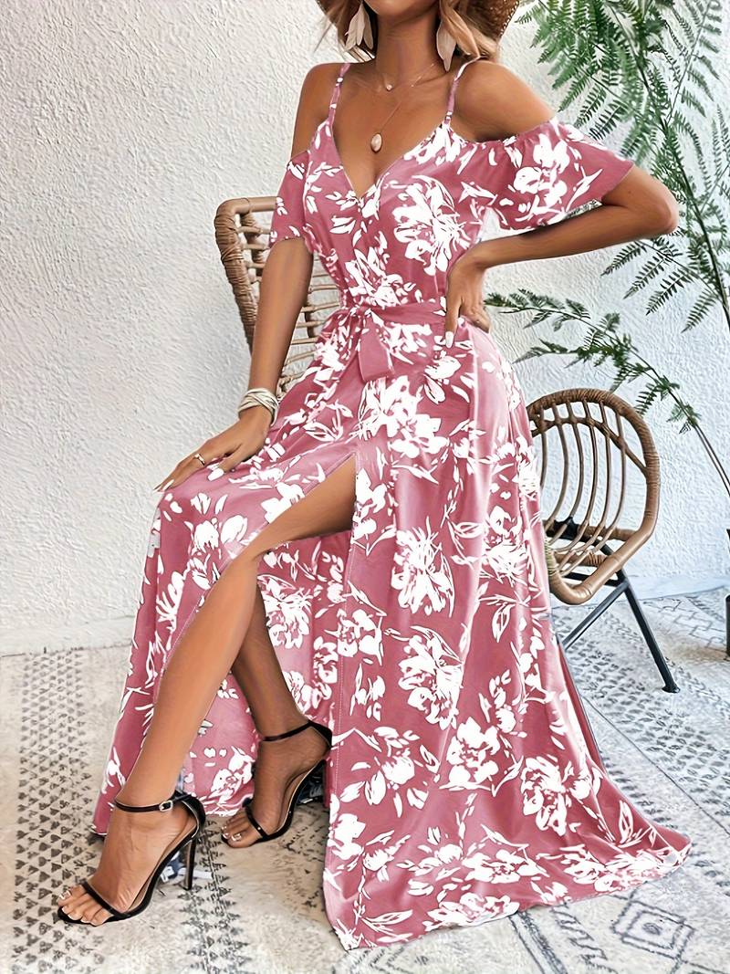 Levoire | Élégante Robe A-Ligne Sans Manches Avec Fente Couleur rose