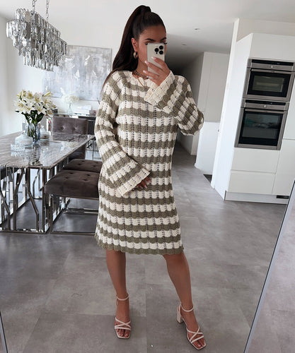 Levoire | Robe Tricot Rayée à Manches Longues