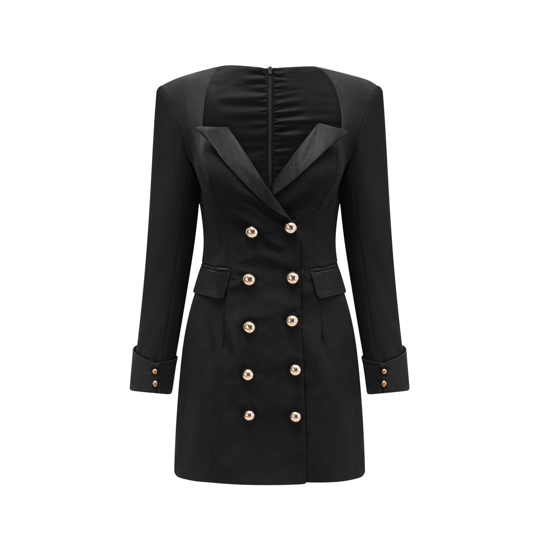 Levoire | Robe Mini À Double Boutonnage Noire (Uniquement Us)