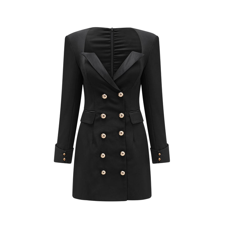 Levoire | Robe Mini À Double Boutonnage Noire (Uniquement Us)