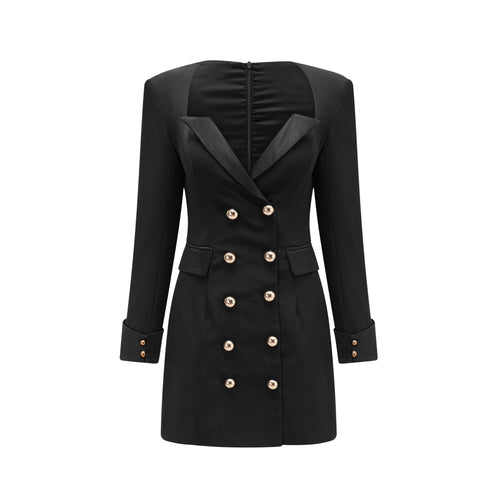 Levoire | Robe Mini À Double Boutonnage Noire (Uniquement Us)