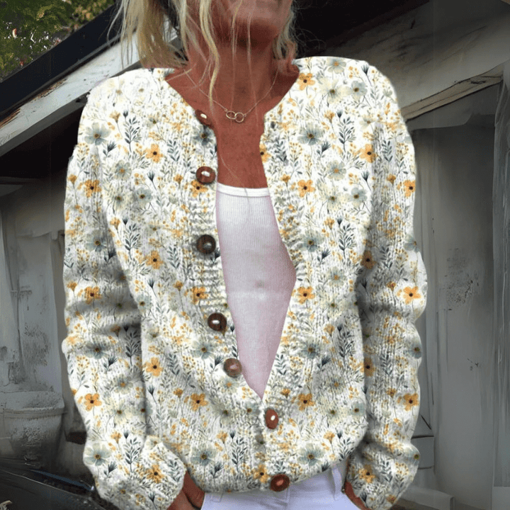 Levoire | Veste Tricot Motif Floral Femme Vert
