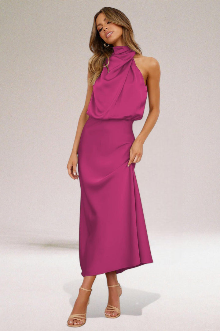 Levoire | Robe En Satin Glamour Avec Dos Nu Rosa