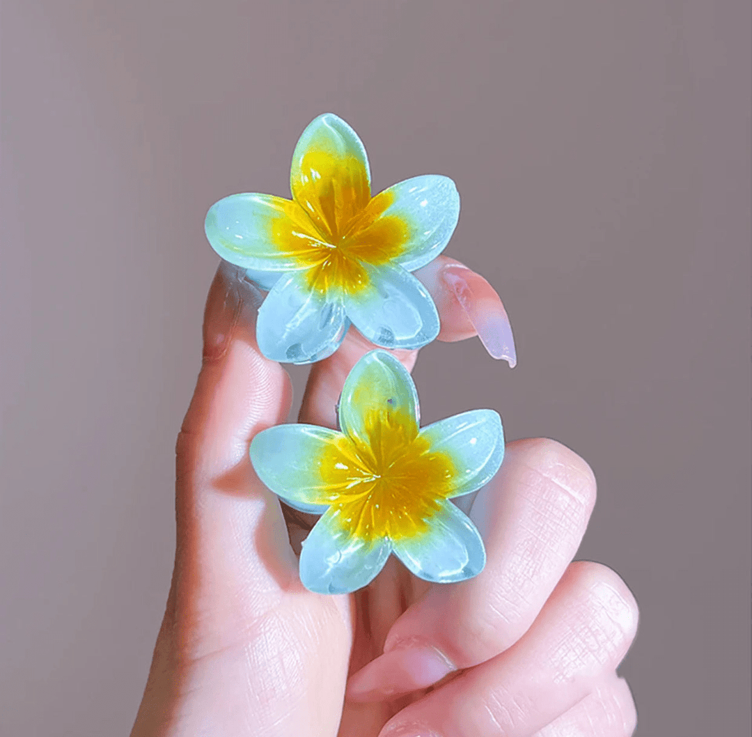 Levoire | Clips à cheveux fleuris tendance Bleu (Petit 2X)