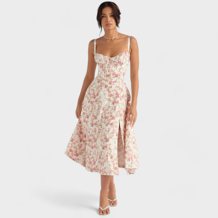 Levoire | Robe de lait à motifs Blanc Rouge avec motif floral