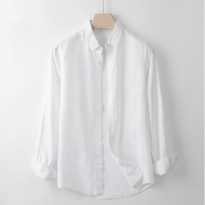 Levoire | Chemise En Lin Respirant Avec Patte De Boutonnage Blanc