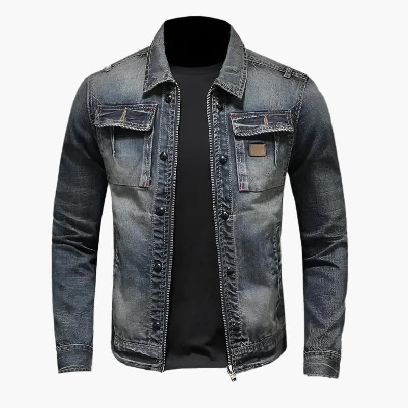 Levoire | Rento Long Sleeve Denim Jacket with Zipper and Pockets 3XL