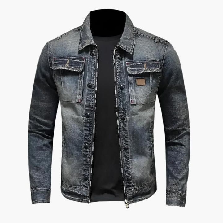 Levoire | Rento Long Sleeve Denim Jacket with Zipper and Pockets 3XL