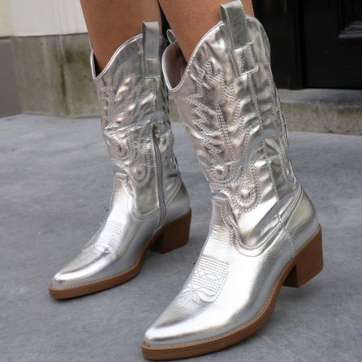 Levoire | Bottes De Cow-Boy Pour Le Far West Argent