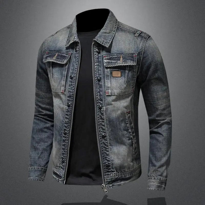 Levoire | Rento Long Sleeve Denim Jacket with Zipper and Pockets