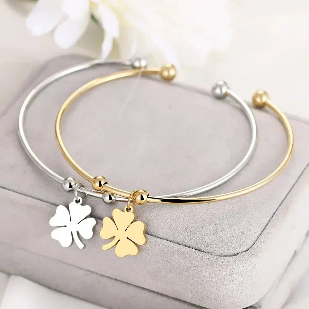 Levoire | Bracelet Ouvert Trèfle À Quatre Feuilles Chanceux