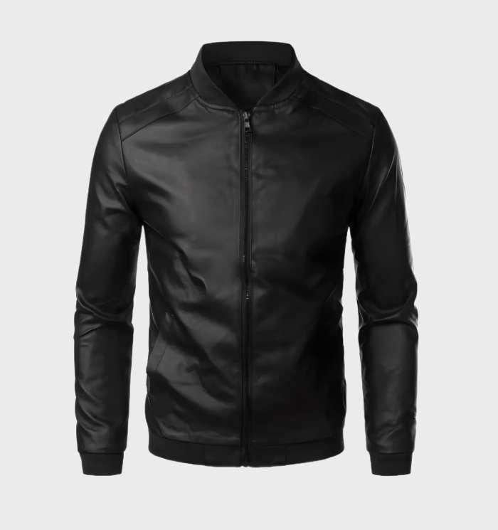 Levoire | Veste En Cuir Résistante À L'Usure Avec Poches Et Fermeture Éclair Intégrale Noir