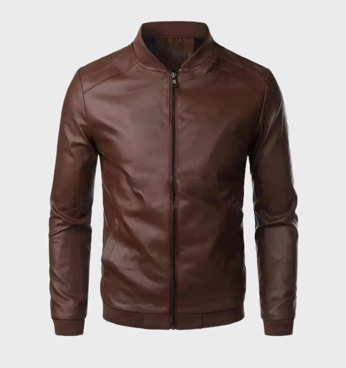 Levoire | Veste En Cuir Résistante À L'Usure Avec Poches Et Fermeture Éclair Intégrale Braun