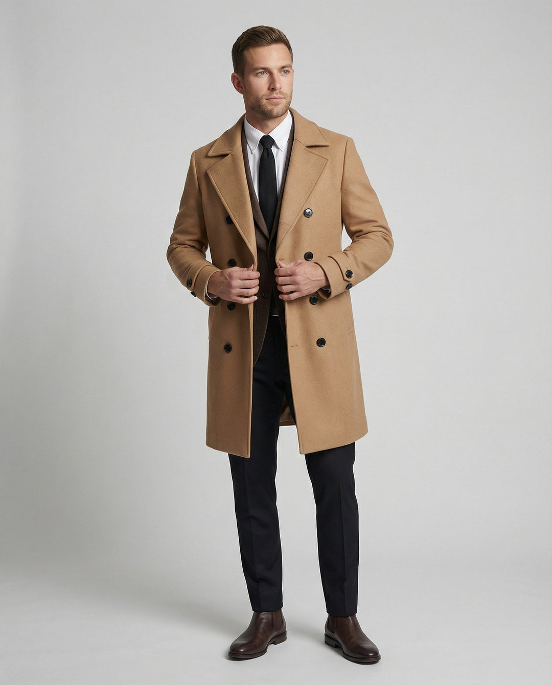 Manteau en laine classique chaud pour hommes
