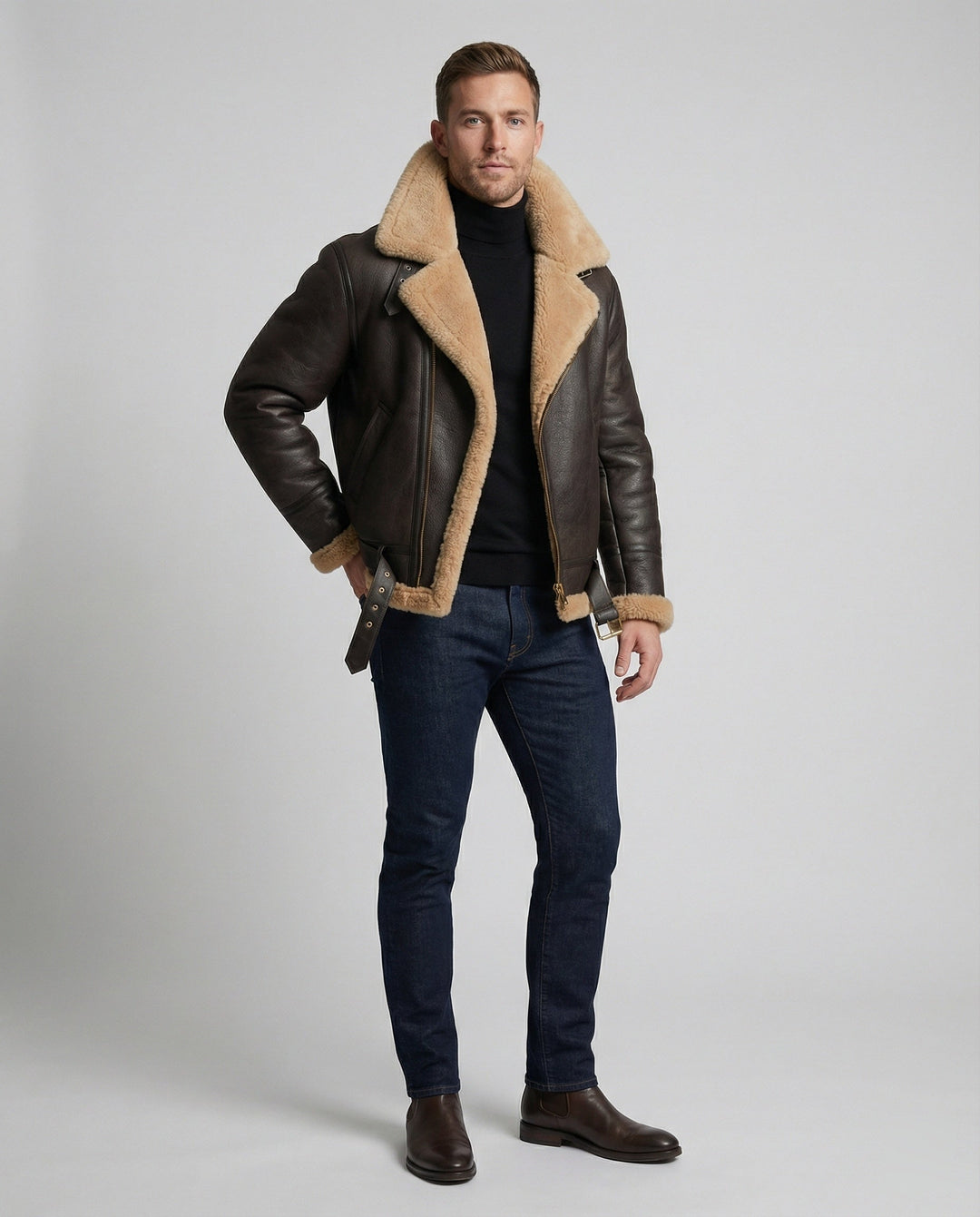 Luxus en peau de mouton pilote jacket